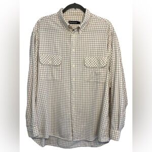 Barbour Shirt Mens XL Gray Red Blue Plaid Long Sleeve Button Up Cotton $110